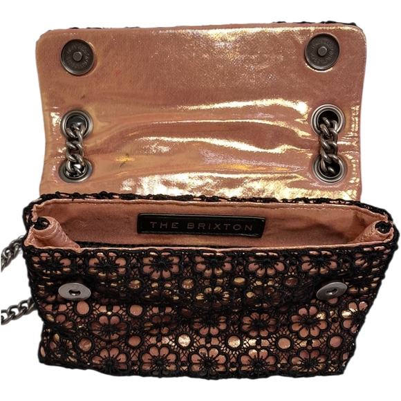 Kurt Geiger Black and Gold Floral Crossbody Bag - Picture 3 of 4